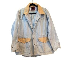 Vintage Ghost Riders Cordoury Trim Distressed Duck Canvas Chore Jacket Medium